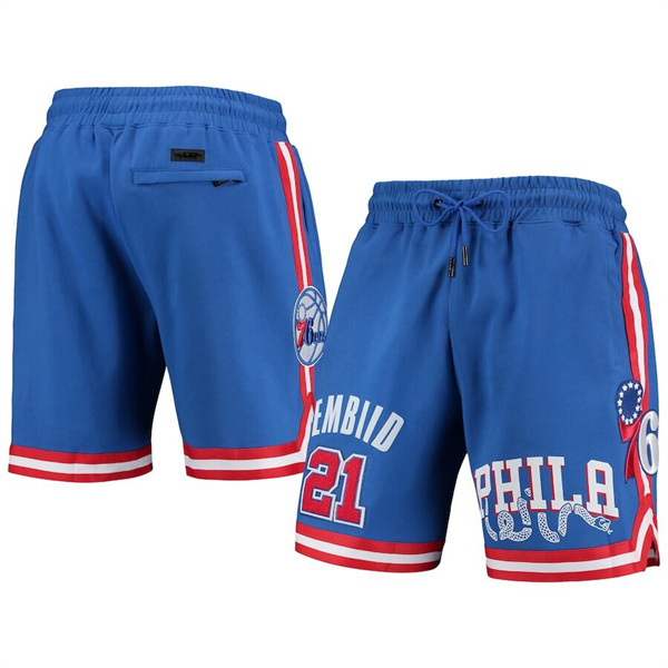 Men's Philadelphia 76ers #21 Joel Embiid Blue Shorts Men's Philadelphia 76ers #21 Joel Embiid Blue Shorts